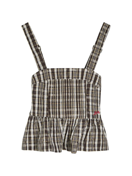  Damson Madder Check-pattern Top - Brown 