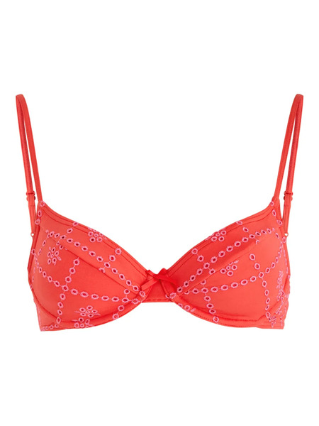  Damson Madder Eyelet-embroidered Ribbon-detail Bikini Top 