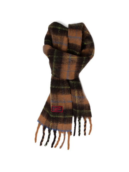  Damson Madder Fluffy Check Scarf - Neutrals 