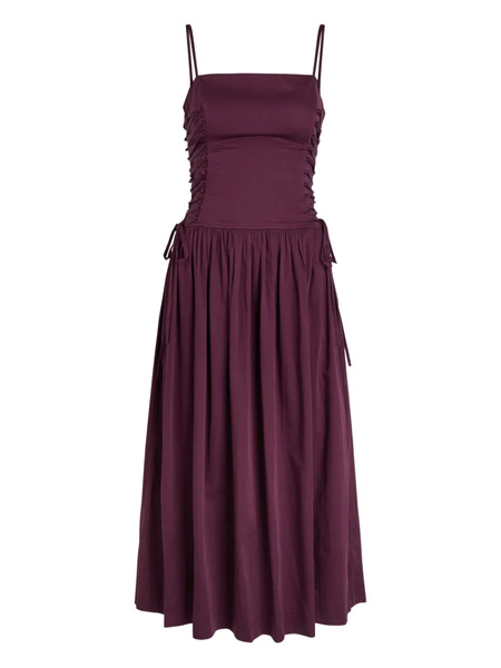  Damson Madder Ruched Lace-up Dress - Purple 
