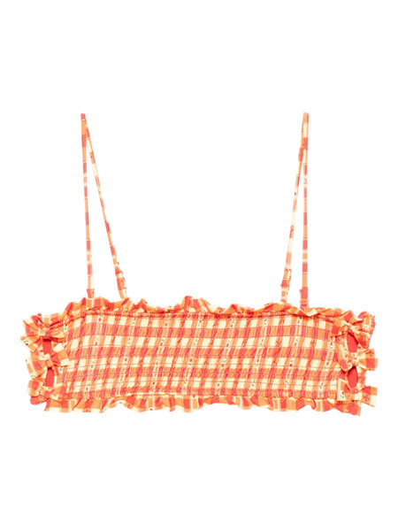  Damson Madder Shirred Bow Bikini Top - Orange 