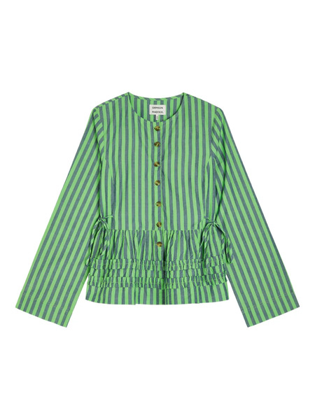  Damson Madder Striped Button Blouse - Green 