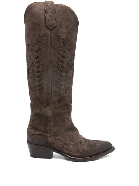  Damy Wins-embroidered Cowboy Boots - Brown 