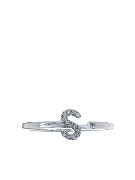  Dana Rebecca Designs 14k White Gold Single Initial Diamond Ring - Silver 
