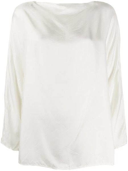  Daniela Gregis Boat-neck Satin Blouse - White 