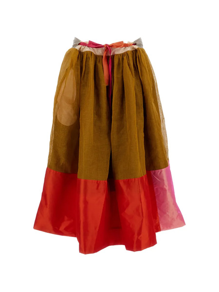  Daniela Gregis Patchwork Midi Skirt - Brown 