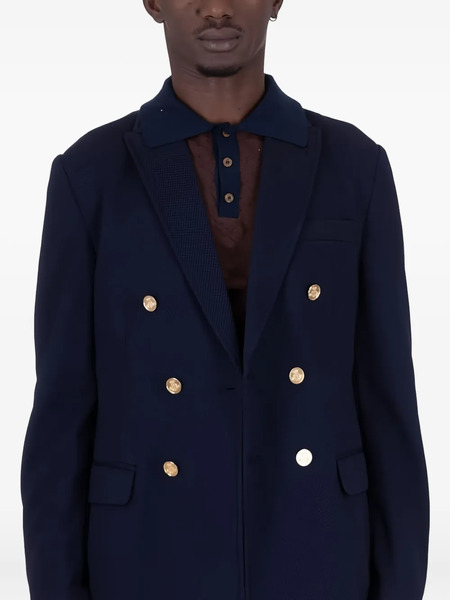  Daniele Alessandrini Double-breasted Gold-button Blazer - Blue 