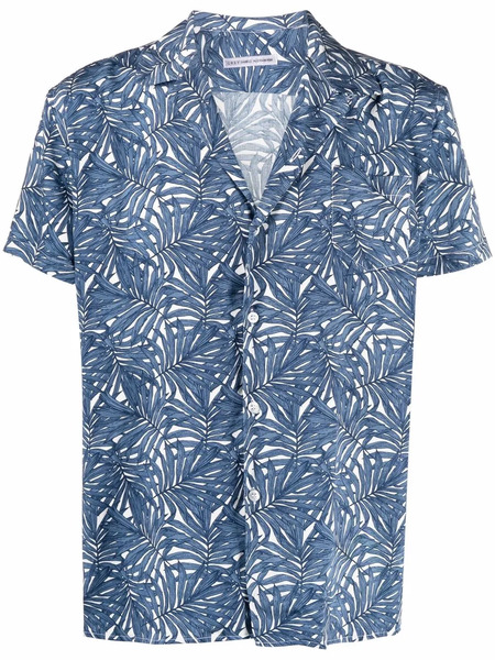  Daniele Alessandrini Leaf-print Short-sleeved Shirt - Blue 