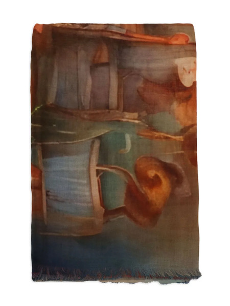  D'aniello Perla Abstract-print Fringed Scarf - Orange 