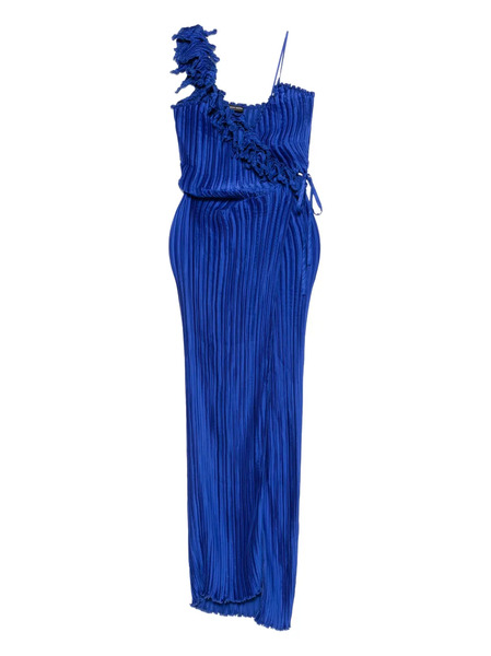  Daphne Valente Cyclon Plissé Maxi Dress - Blue 