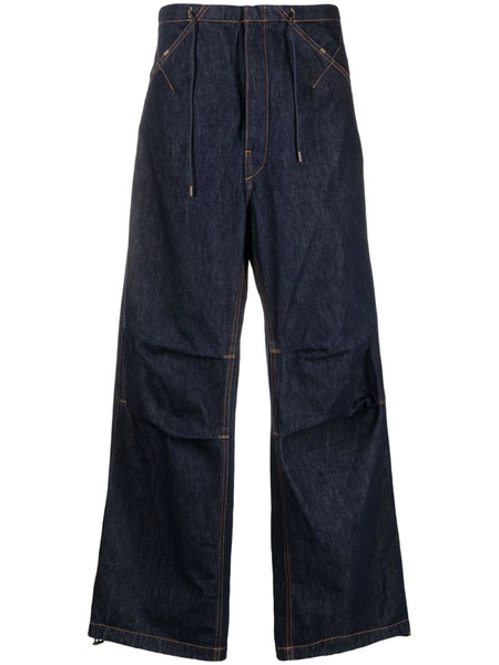  Darkpark Daisy Contrast-stitching Wide Leg Jeans - Blue 