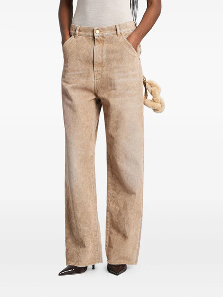  Darkpark Side-embellishment Bleached Wide-leg Jeans - Neutrals 