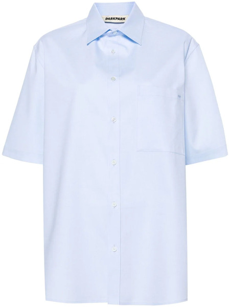  Darkpark Straight-point Collar Cotton Shirt - Blue 
