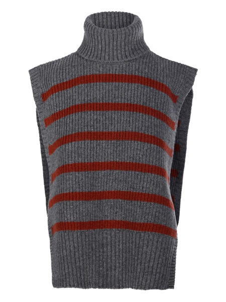  Davantino Turtleneck Striped Sweater - Grey 
