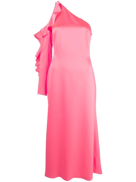  David Koma Asymmetric Ruffle-trim Satin Dress - Pink 