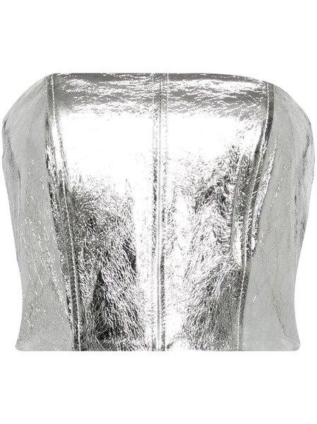  David Koma Bandeau Leather Crop Top - Silver 