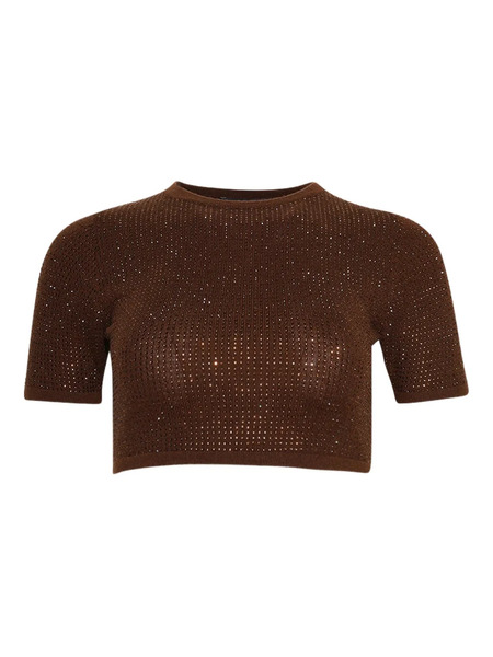  David Koma Cropped T-shirt - Brown 