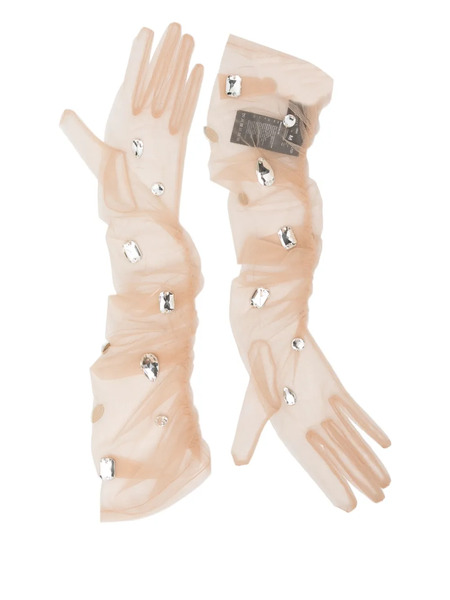  David Koma Crystal-embellished Gloves - Neutrals 