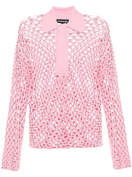  David Koma Crystal-embroidered Net Top - Pink 