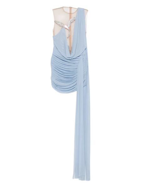  David Koma Draped Crystal-embellished Mini Dress - Blue 
