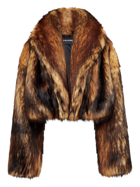 David Koma Faux-fur Cropped Coat - Brown 