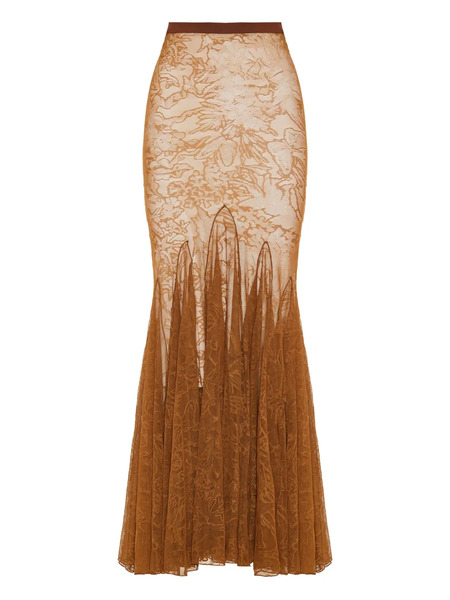  David Koma Floral-lace Fishtail Maxi Skirt - Brown 