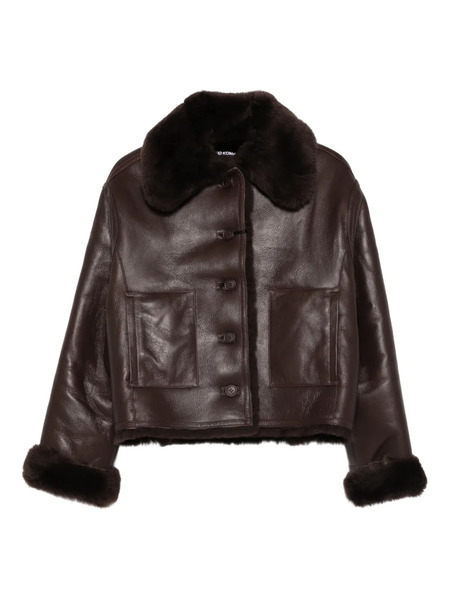  David Koma Fur-trimmed Leather Jacket - Brown 