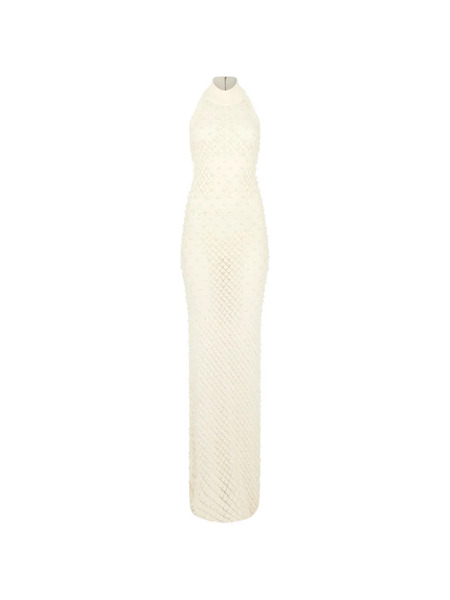  David Koma Halter Neck Embellished Maxi Dress - Neutrals 