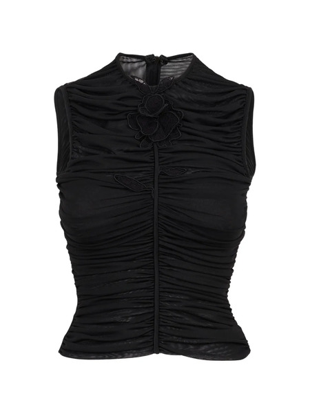  David Koma Lace-rose Ruched Top - Black 