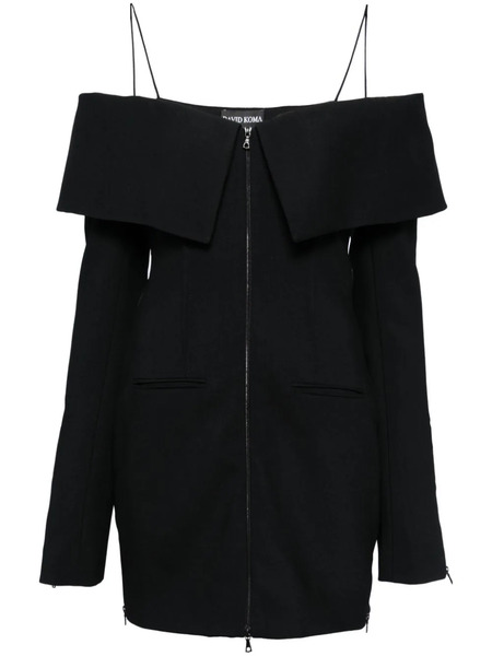  David Koma Layered-shoulder Tailored Mini Dress - Black 