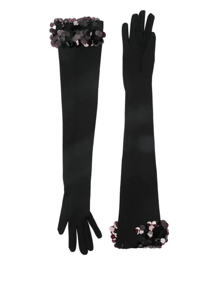  David Koma Payette Sequin-embellished Long Gloves - Black 