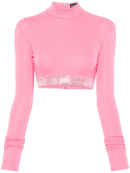  David Koma Rhinestone-embellished Crop Top - Pink 