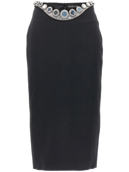 David Koma Rhinestone-embellished Pencil Skirt - Black 