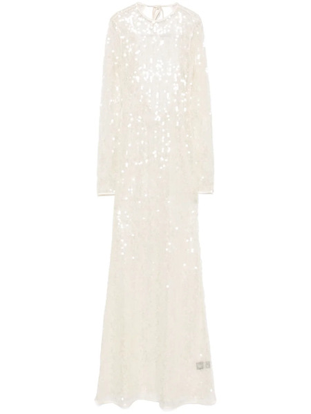  David Koma Sequinned Gown - Neutrals 