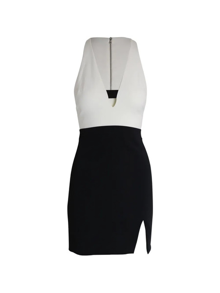  David Koma Sleeveless V-neck Mini Dress - Black 
