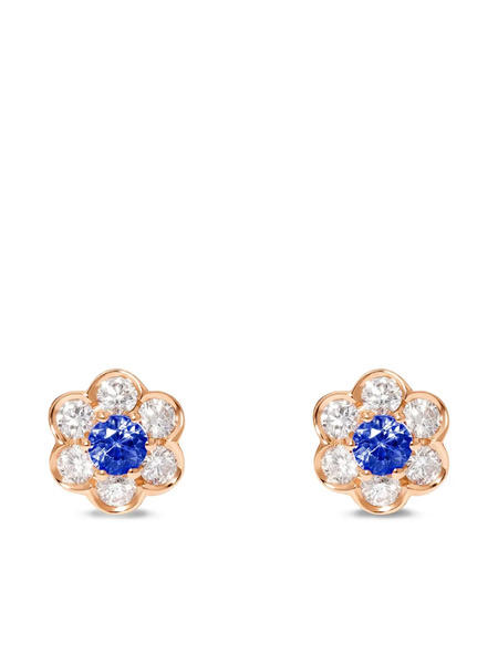  David Morris 18k Rose-gold Berry Flower-shape Diamond-embellishment Earrings 