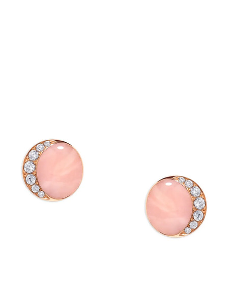 David Morris 18k Rose Gold Fortuna Round-shape Cdiamond-embellishment Earrings - Pink 