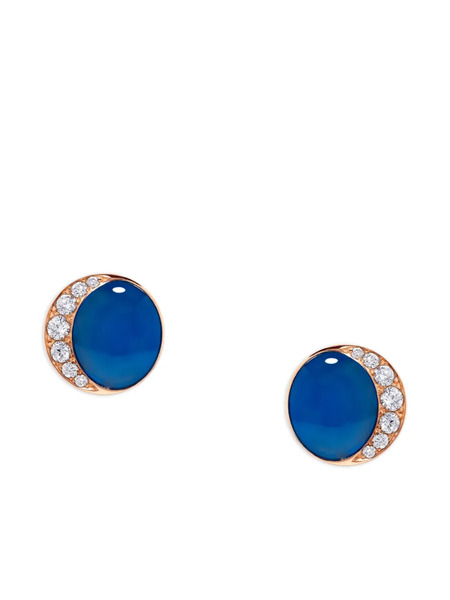  David Morris 18k Rose-gold Fortuna Round-shape Diamond-embellishment Earrings - Pink 