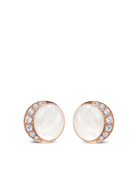  David Morris 18k Rose-gold Fortuna Round-shape Diamond-embellishment Earrings - Pink 