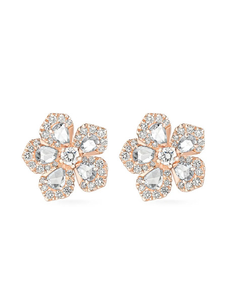  David Morris 18k Rose Gold Miss Daisy Diamond-embellishment Earrings - Pink 
