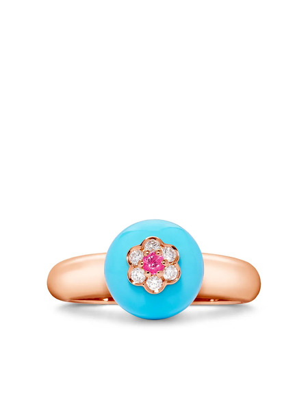  David Morris 18kt Rose Gold Diamond Turquoise Berry Ring - Pink 