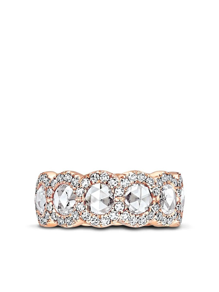  David Morris 18kt Rose Gold Rose-cut Diamond 1 Row Eternity Ring - Pink 