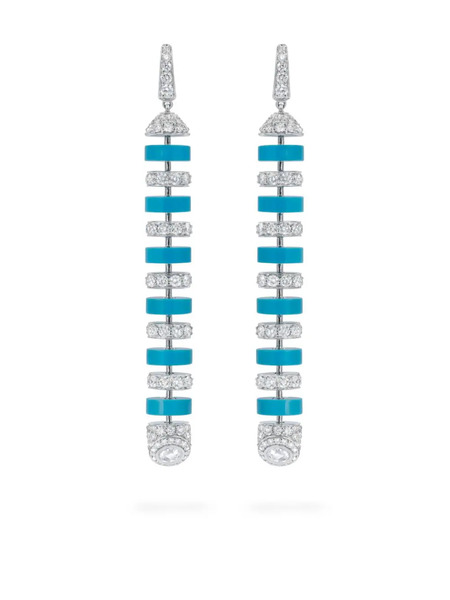  David Morris 18kt White Gold Asiyah Diamond Drop Earrings - Blue 