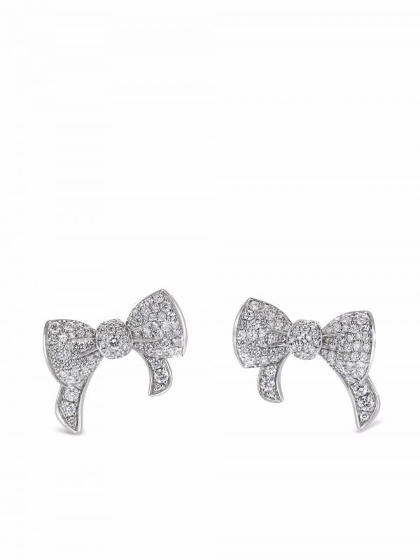  David Morris 18kt White Gold Beaux Diamond Stud Earrings - Silver 