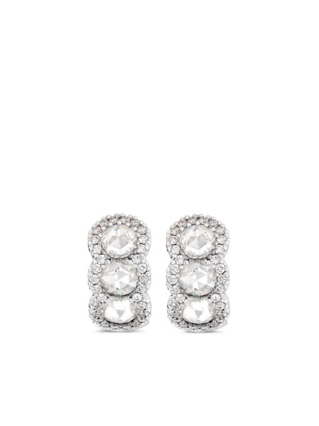  David Morris 18kt White Gold Diamond Mini Hoop Earrings - Silver 