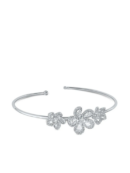  David Morris 18kt White Gold Diamond Miss Daisy Triple Flower Bracelet - Silver 