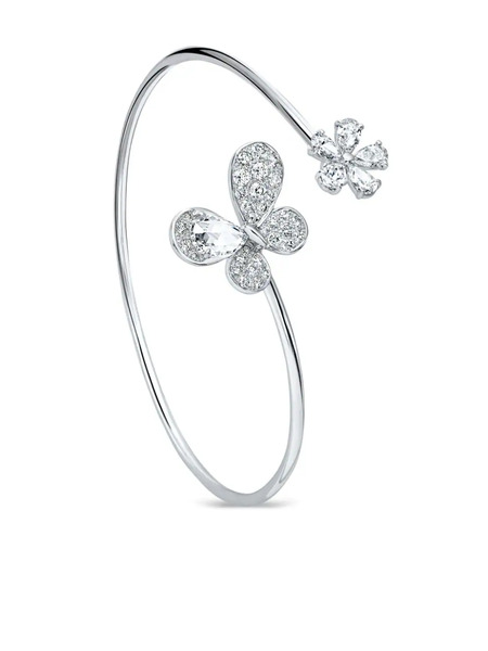  David Morris 18kt White Gold Pixie Diamond Bangle - Silver 