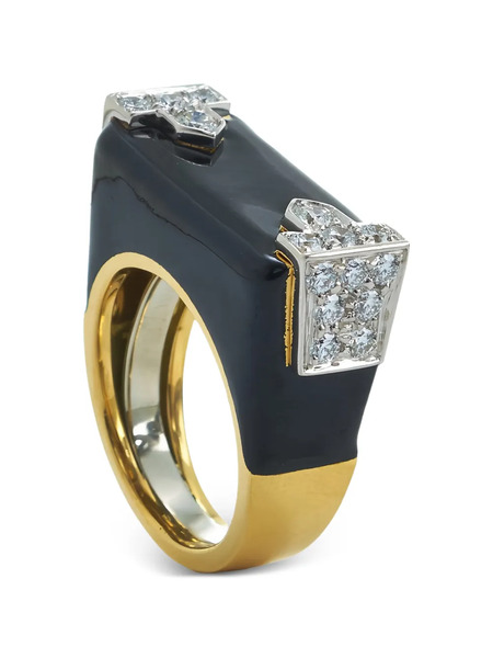  David Webb Diamond Black Hero Ring - Gold 