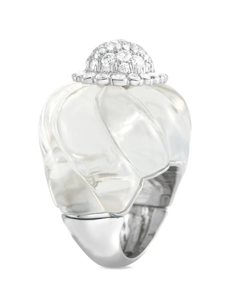  David Webb Hutton Diamond And Crystal Ring - Silver 