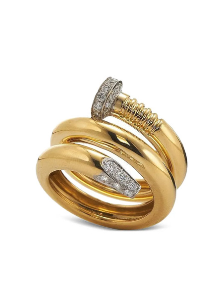  David Webb 18k Yellow Gold Diamond Nail Ring 